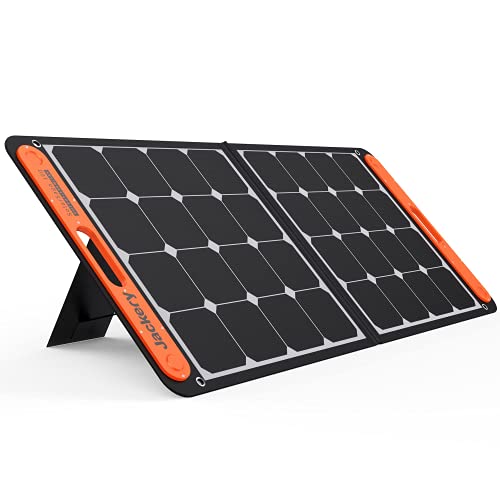 Jackery SolarSaga 100W Portable Solar Panel for Explorer 240/300/500/1000/1500 Power Station, Foldable US Solar Cell Solar Charger with USB Outputs for Phones（Renewed）