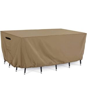 tempera retangle patio furniture cover, outdoor table covers waterproof, heavy duty deck furniture covers for winter, 108''l x 82''w x 27.8''h,taupe