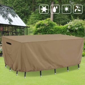 Tempera Outdoor Dining Set Cover for Outside Table and Chair, Rectangle Patio Table Covers for Outdoor Furnitures, Anti-Fading, Windproof, 90'' L x 60''W x 27.8''H, Taupe