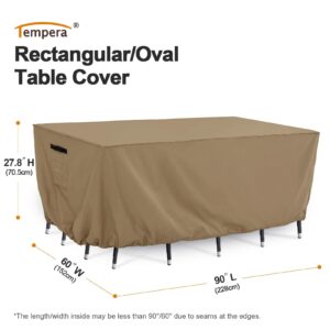 Tempera Outdoor Dining Set Cover for Outside Table and Chair, Rectangle Patio Table Covers for Outdoor Furnitures, Anti-Fading, Windproof, 90'' L x 60''W x 27.8''H, Taupe