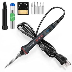 electronics soldering iron kit, [upgraded] soldering iron 110v 90w lcd digital portable soldering kit 180-480℃(356-896℉), welding tool with on/off switch, auto-sleep, thermostatic design