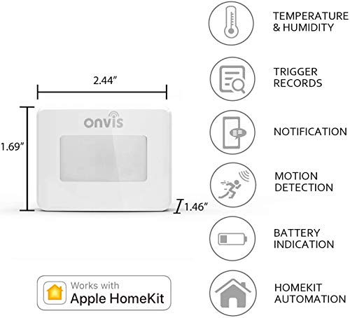 Onvis Smart Homekit Motion Sensor Indoor Humidity Gauge Hygrometer Thermometer Home Automation Trigger Bluetooth No Hub Required