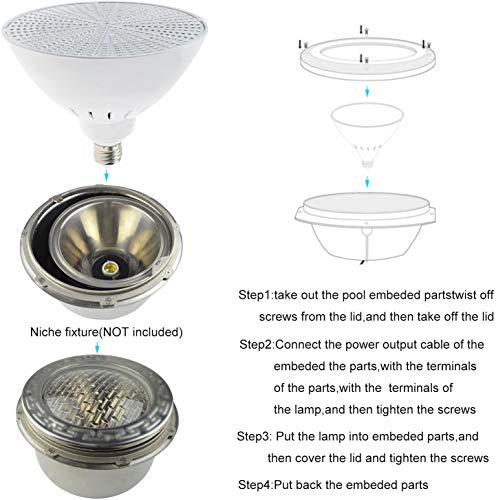 MOSELNY 120V Pool Led Bulb for Inground Swimming Pool 40W Color Changing Led Pool Light with Remote Control Super Bright LED RGB Pool Bulb for Pentair & Hayward Light Fixture E26 Base