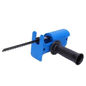 electric reciprocating saw, portable electric jig saw for wood metal cutting, electric drill tool attachment, electric hand saw with 3 saw blades, blue