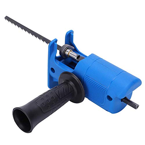 Electric Reciprocating Saw, Portable Electric Jig Saw for Wood Metal Cutting, Electric Drill Tool Attachment, Electric Hand Saw with 3 Saw Blades, Blue