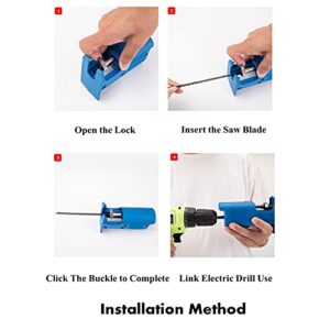 Electric Reciprocating Saw, Portable Electric Jig Saw for Wood Metal Cutting, Electric Drill Tool Attachment, Electric Hand Saw with 3 Saw Blades, Blue