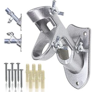 flag pole holder,flag holder,1 inch heavy duty flag pole bracket for house flag holders for outside metal flagpole mount wall stainless steel brackets mounting outdoor aluminum mount silver 1 pcs
