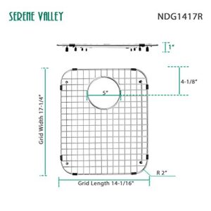 Serene Valley Sink Bottom Grid 14-1/16" x 17-1/4”, Rear Drain with Corner Radius 2", Sink Protector SVM1417R