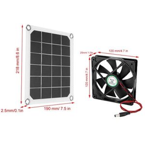 6V 10W Solar Powered Exhaust Fan, Waterproof Solar Panel Power Mini Ventilator for Home Attic, Greenhouse, Pet Dog Chicken House Cooling