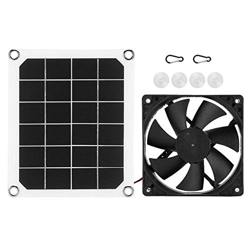 6V 10W Solar Powered Exhaust Fan, Waterproof Solar Panel Power Mini Ventilator for Home Attic, Greenhouse, Pet Dog Chicken House Cooling