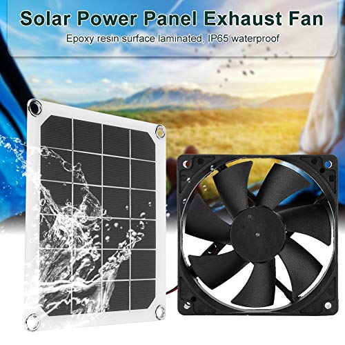 6V 10W Solar Powered Exhaust Fan, Waterproof Solar Panel Power Mini Ventilator for Home Attic, Greenhouse, Pet Dog Chicken House Cooling