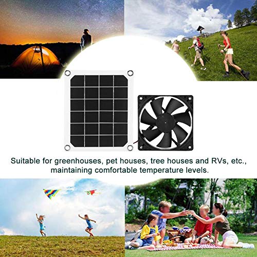 6V 10W Solar Powered Exhaust Fan, Waterproof Solar Panel Power Mini Ventilator for Home Attic, Greenhouse, Pet Dog Chicken House Cooling