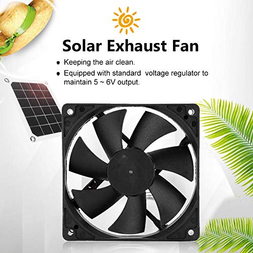 6V 10W Solar Powered Exhaust Fan, Waterproof Solar Panel Power Mini Ventilator for Home Attic, Greenhouse, Pet Dog Chicken House Cooling