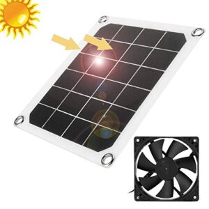 6V 10W Solar Powered Exhaust Fan, Waterproof Solar Panel Power Mini Ventilator for Home Attic, Greenhouse, Pet Dog Chicken House Cooling