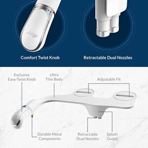 Bio Bidet by Bemis SlimTwist Freshwater Spray Bidet Attachment For Toilet, White, Non Electric, Easy Install