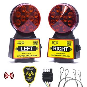 master tailgaters wireless trailer tow lights | multi functional signal lights | sturdy magnetic mount | 65 feet range | 4 pin blade connection | safety straps included