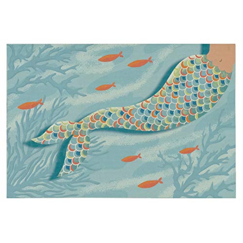 Liora Manne Illusions Collection Indoor Outdoor Mat - Garden or Coastal Rug, Tropical & Floral Décor, Comfortable & Durable, UV Stabilized, Machine Washable Rug, Mermaid at Heart, 2'5" x 4'1"