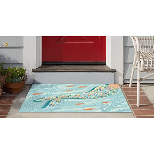 Liora Manne Illusions Collection Indoor Outdoor Mat - Garden or Coastal Rug, Tropical & Floral Décor, Comfortable & Durable, UV Stabilized, Machine Washable Rug, Mermaid at Heart, 2'5" x 4'1"