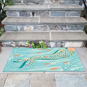 Liora Manne Illusions Collection Indoor Outdoor Mat - Garden or Coastal Rug, Tropical & Floral Décor, Comfortable & Durable, UV Stabilized, Machine Washable Rug, Mermaid at Heart, 2'5" x 4'1"
