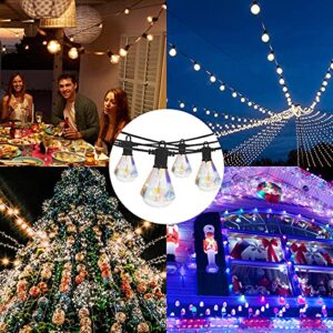 FMART Outdoor LED String Lights, 48FT Patio Lights String with 25 LED Shatterproof Bulbs(1 Spare), 2700K Weatherproof Connectable Diamond Shaped Hanging String Light for Backyard Bistro Party Decor