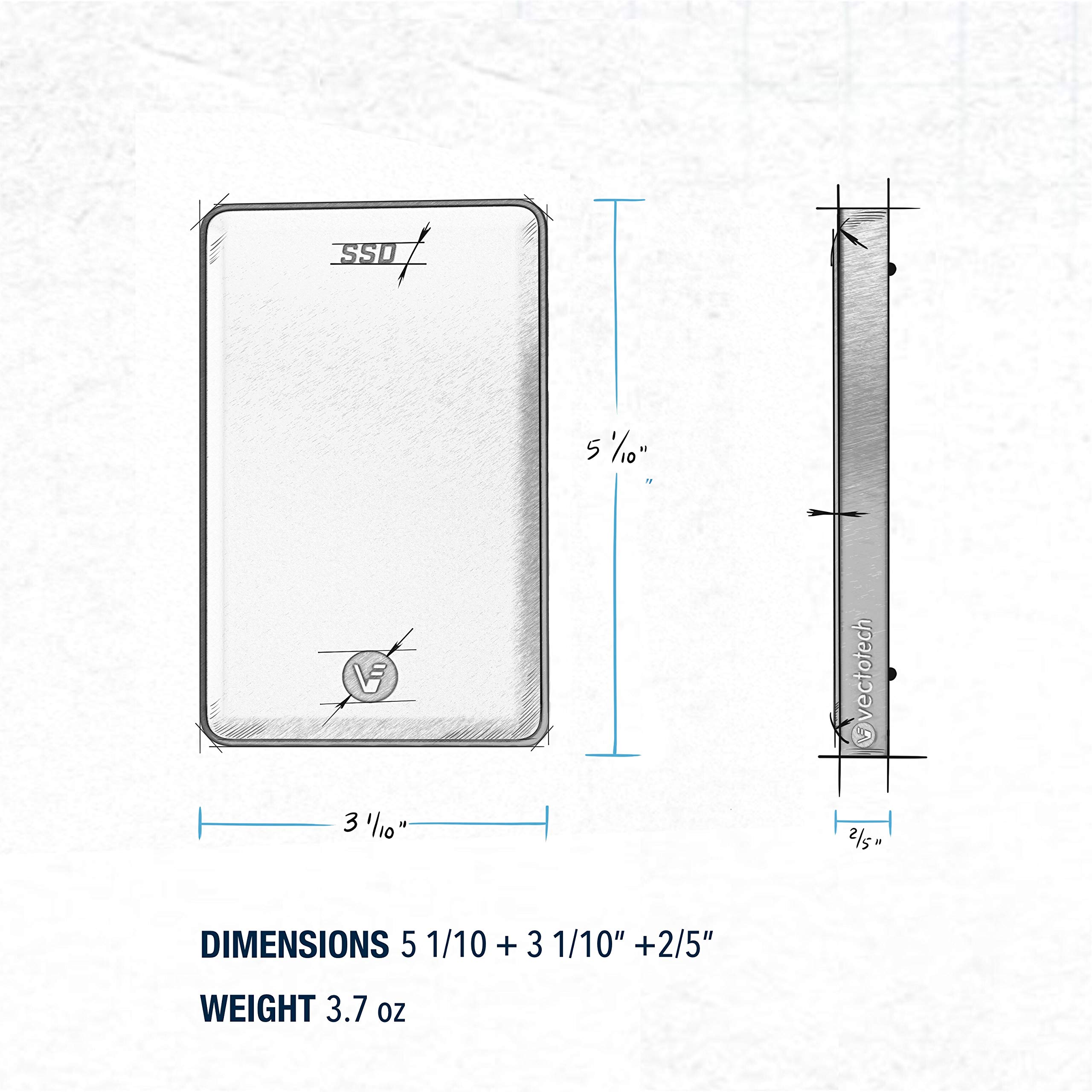 VectoTech 8TB External SSD USB-C Portable Solid State Drive (USB 3.1 Gen 2) | 3D NAND Flash | Rapid