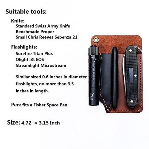 EASYANT Leather Pocket Organizer Handmade Multitool Sheath Accessories Leather EDC Pouch for Men