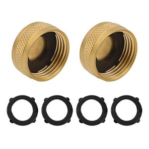 hydro master 0712901 brass garden hose cap, 2 pack of solid brass,3/4 inch garden hose thread female end.