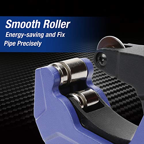 WORKPRO Pipe Cutter, 1/8 to 1-1/8inch Tubing Cutter, Heavy Duty Conduit Cutter for Thin Copper PVC Aluminum Pipes, with Deburring Reamer Ultra-sharp Spare Cutting Wheel