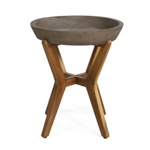 Christopher Knight Home Oprah Outdoor Side Table, Teak and Light Gray