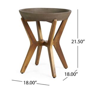 Christopher Knight Home Oprah Outdoor Side Table, Teak and Light Gray