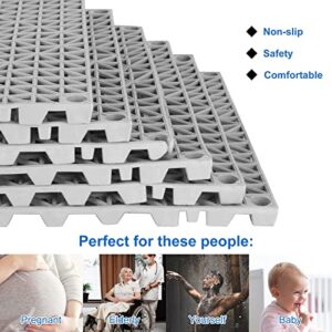 YOUNTHYE 12 Pack 12 x 12 Inch Interlocking Drainage Tiles Rubber Outdoor Tiles Splicing Waterproof Mat for Patio Pool Mats for Deck No-Slip Modular Interlocking Cushion for Shower Kitchen Yard Balcony