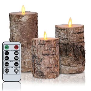 incredle birch flameless candles moving flame battery operated candles set of h4 5" 6" xd3 real wax flickering led pillar candles with 10 key remote timer