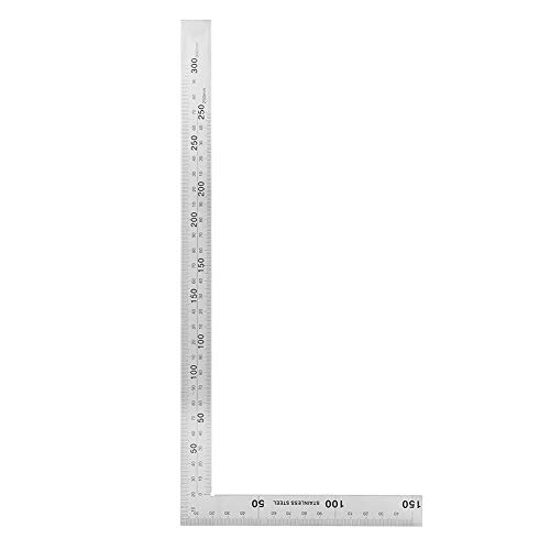 L-Shaped Framing Square Stainless Steel 90 Degree Right Angle Square Ruler Carpenter’s Square Metal Measurement Square Tool(300mm*150mm)
