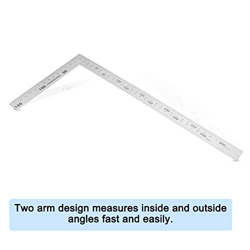 L-Shaped Framing Square Stainless Steel 90 Degree Right Angle Square Ruler Carpenter’s Square Metal Measurement Square Tool(300mm*150mm)