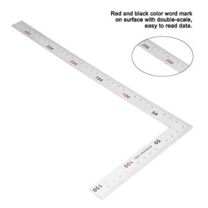 L-Shaped Framing Square Stainless Steel 90 Degree Right Angle Square Ruler Carpenter’s Square Metal Measurement Square Tool(300mm*150mm)