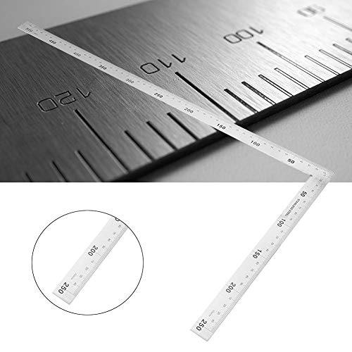 Oumefar L-Shaped Framing Square Stainless Steel 90 Degree Right Angle Square Ruler Carpenter Square Metal Ruler Measurement Square Tool L Shape Ruler Metal Square(500mm*250mm)