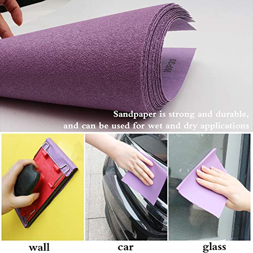 Sandpaper 120 Grit,Wet Dry Sanding Sheets,High Performance White Fused Alumina Abrasive Sand Paper for Wood Furniture Finishing,Metal Grinding,Automotive Polishing,9 x 11 Inch,Purple,10-Pack