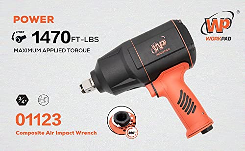 WORKPAD 3/4-Inch Composite Air Impact Wrench with Twin Hammers, Pneumatic Tools