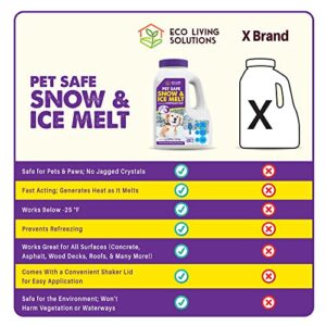 Pet Safe Snow & Ice Melt | Eco Living Solutions | Calcium Chloride | Works Under -25 °F | Safe for Concrete Driveway and Roof | Better Than Rock Salt | Safe for Kids and Pets (10, Pounds)