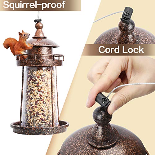 Solution4Patio Expert in Garden Creation #G-B133A00-US 2 Pack Cord Lock Bird Feeder, Squirrel-Proof, Lighthouse Shaped, Easy to Clean & Refill, Panorama, Large Capacity, Thick Plastic, Garden Yard