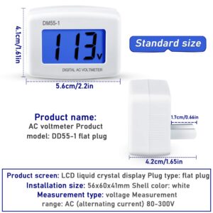 Flat US Plug AC 80-300V LCD Digital Voltmeter Voltage Measuring Monitor, AC 110V 220V Voltage Panel Power Volt Test Monitor Gauge Meter for Household Plug into Outlet to Measure Voltage (3)