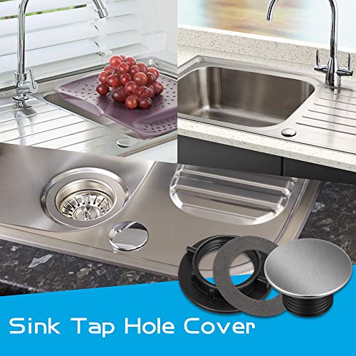 Kitchen Faucet Hole Cover Stainless Steel, Premium Sink Tap Hole Cover, Brushed Stainless Steel