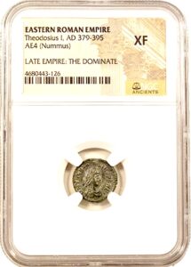 379 it eastern roman empire theodosius i the dominate coin, nummus fine ngc