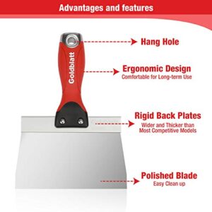 Goldblatt Drywall Tools, Drywall Knife Set, 5-Piece Stainless Steel Taping Knives, Includes- 6'', 8'', 10'', 12'', 14'' Drywall Tools, Perfect for Drywall Joint Taping, Finishing and Patching