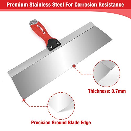 Goldblatt Drywall Tools, Drywall Knife Set, 5-Piece Stainless Steel Taping Knives, Includes- 6'', 8'', 10'', 12'', 14'' Drywall Tools, Perfect for Drywall Joint Taping, Finishing and Patching