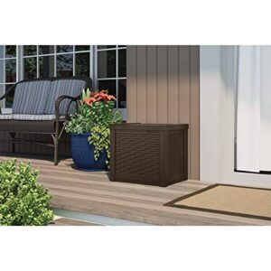 22 Gallon Small Deck Box with Storage Seat - Weather Resistant, Water Resistant, UV Protection Lightweight Resin Indoor/Outdoor Storage Container and Seat for Home Garden - Java Brown By USA Treasure