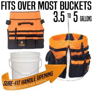 Rugged Tools Bucket Tool Organizer - 64 Pocket Bucket Caddy for 5 Gallon Buckets - Liner Insert for Construction, Garden, Carpenter