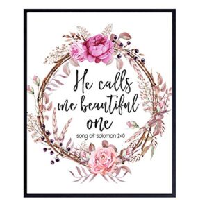 inspirational positive quotes christian bible verse wall decor - religious gift for women, girls, teens - blessed scripture wall art for bedroom, living room, bathroom - 8x10 motivational poster