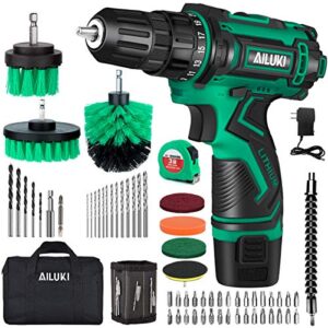 cordless drill driver kit,67pcs 12v drill set lithium-ion battery,magnetic wristband brushes tape measure,max drill 280 in-lb torque,3/8'' keyless chuck,25+1 metal clutch and built-in led