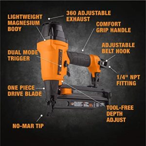 Freeman G2FN64 2nd Generation Pneumatic 16-Gauge 2-1/2" Straight Finish Nailer with Adjustable Metal Belt Hook and 1/4" NPT Air Connector